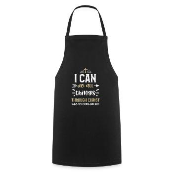 Je peux tout faire grâce à Chri... - Tablier de cuisine - noir - Devant - AI Model Male 185 dark (185cm)