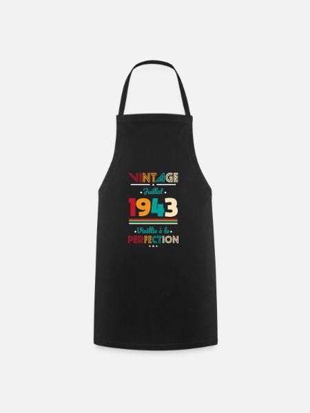 Anniversaire 81 ans - Vintage - Juillet 1943 - Tablier de cuisine - noir