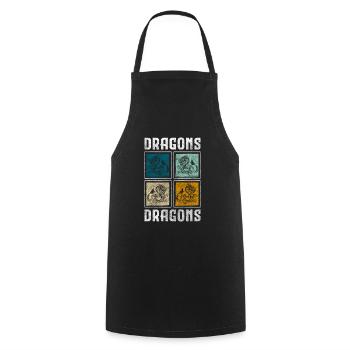 Dragon Wing Creature - Cooking Apron - black - Front - AI Model Male 185 dark (185cm)