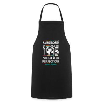 30th Anniversary - Made in March 1995 - Cooking Apron - black - Front - AI Model Male 185 dark (185cm)
