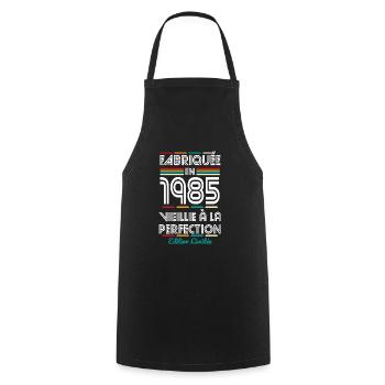 40 Year Anniversary - Made in 1985 - Cooking Apron - black - Front - AI Model Male 185 dark (185cm)