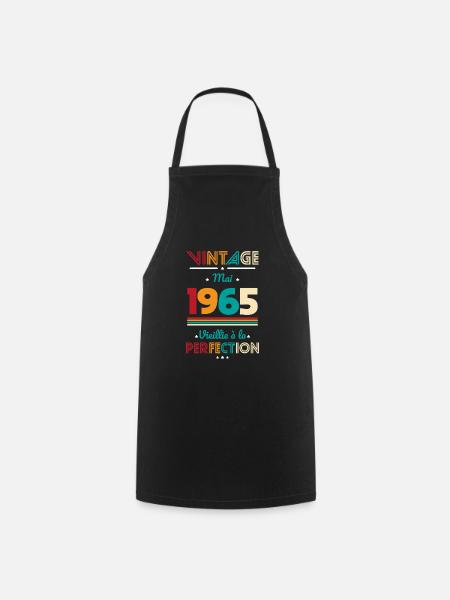 Anniversaire 60 ans - Vintage - Mai 1965 - Tablier de cuisine - noir