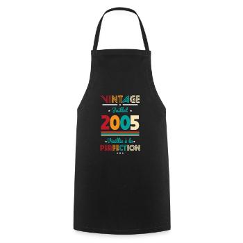 Anniversaire 20 ans - Vintage - Juillet 2005 - Tablier de cuisine - noir - Devant - AI Model Male 185 dark (185cm)