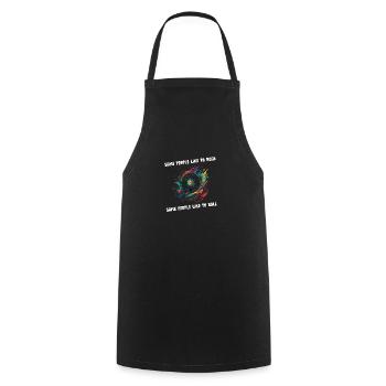 Rock'n roll vinyl record with music slogan - Cooking Apron - black - Front - AI Model Male 185 dark (185cm)
