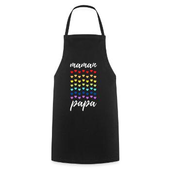 Des cœurs pour Maman et Papa - Tablier de cuisine - noir - Devant - AI Model Male 185 dark (185cm)