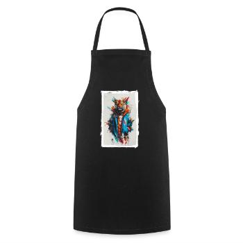 Colorful Tiger - Cooking Apron - black - Front - AI Model Male 185 dark (185cm)