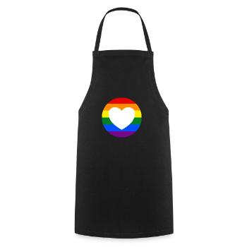 LGBTQ-Regenbogenherz - Kochschürze - Schwarz - Vorne - AI Model Male 185 dark (185cm)