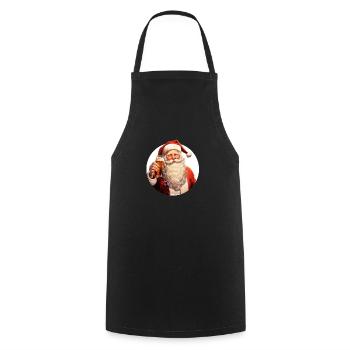 Santa Clause Is Crazy About Beer Illustration - Cooking Apron - black - Front - AI Model Male 185 dark (185cm)