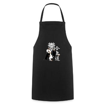 Aikido samurai mask - Cooking Apron - black - Front - AI Model Male 185 dark (185cm)