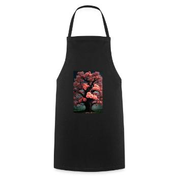 Arbre à feuilles de rose - Tablier de cuisine - noir - Devant - AI Model Male 185 dark (185cm)