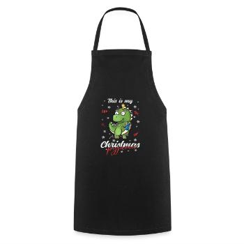 Dinosaurier Trex Pyjama Weihnachten Schlafen - Kochschürze - Schwarz - Vorne - AI Model Male 185 dark (185cm)