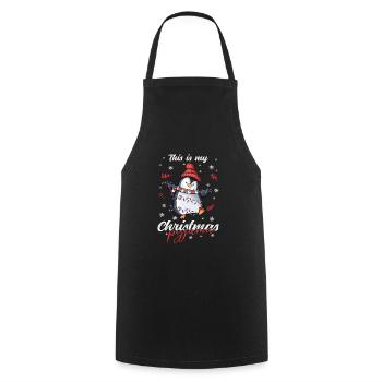Pinguin Pyjama Weihnachten Schlafen - Kochschürze - Schwarz - Vorne - AI Model Male 185 dark (185cm)