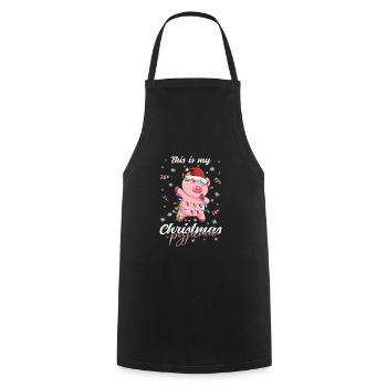 Schwein Pyjama Weihnachten Schlafen - Kochschürze - Schwarz - Vorne - AI Model Male 185 dark (185cm)