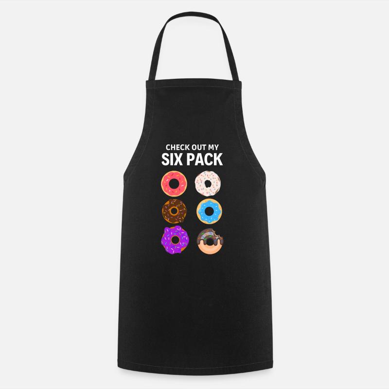 check out my six pack. Six pack donut - Cooking Apron - black