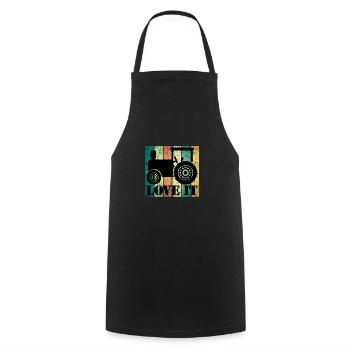 Design vintage Love Tractor - Tablier de cuisine - noir - Devant - AI Model Male 185 dark (185cm)