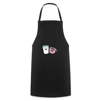 lait café bonjour boulanger heureux - Tablier de cuisine - noir - Devant - AI Model Male 185 dark (185cm)