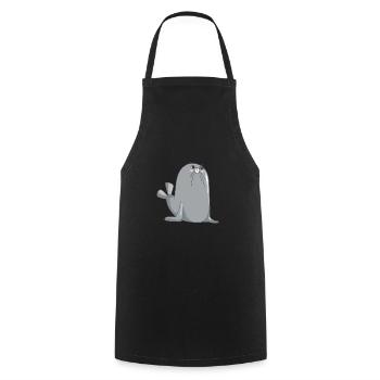 Doux phoque - Tablier de cuisine - noir - Devant - AI Model Male 185 dark (185cm)