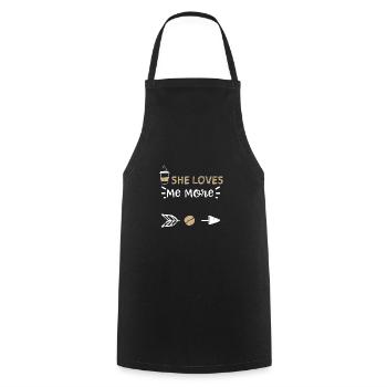 She Loves Me More - Coffee - Cooking Apron - black - Front - AI Model Male 185 dark (185cm)