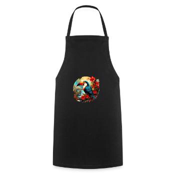 Toucan with flowers by the lake - Cooking Apron - black - Front - AI Model Male 185 dark (185cm)