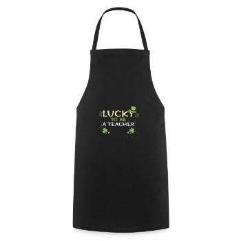 Lucky To Be A Teacher - Cooking Apron - black - Front - AI Model Male 185 dark (185cm)