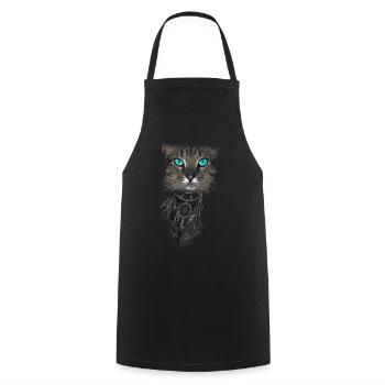 Cat Blue Eyes Dream Catcher - Cooking Apron - black - Front - AI Model Male 185 dark (185cm)