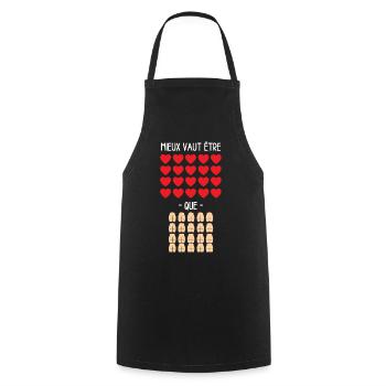 Mieux vaut être 20 Cœurs que 20 Culs - Humour noir - Tablier de cuisine - noir - Devant - AI Model Male 185 dark (185cm)