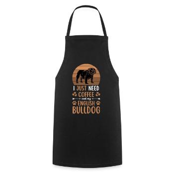 Bulldog anglais Café Rétro - Tablier de cuisine - noir - Devant - AI Model Male 185 dark (185cm)