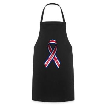 Solidarité Mort Elizabeth II Ruban de paix - Tablier de cuisine - noir - Devant - AI Model Male 185 dark (185cm)