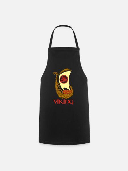 Symbole viking d'un drakkar - Tablier de cuisine - noir