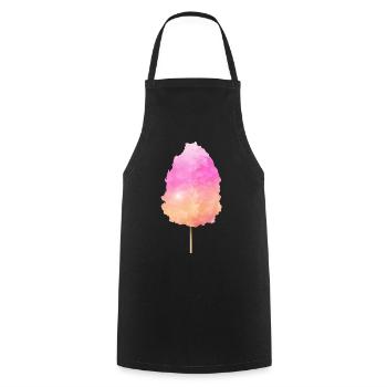 flauschige Zuckerwatte mit buntem Farbverlauf - Kochschürze - Schwarz - Vorne - AI Model Male 185 dark (185cm)