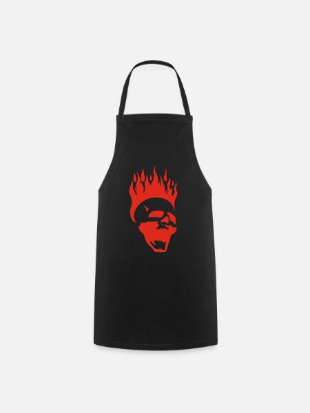 Flammender schreiender Schädel (rot) - Kochschürze - Schwarz
