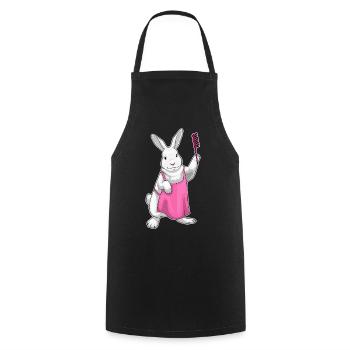 Bunny Hairdresser Comb - Cooking Apron - black - Front - AI Model Male 185 dark (185cm)