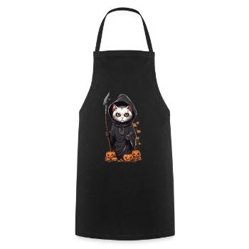 Cute Halloween Cat Druid Costume Design - Cooking Apron - black - Front - AI Model Male 185 dark (185cm)