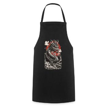 Ukiyo-E Drache Retro Asiatischer Japan Kunst Stil - Kochschürze - Schwarz - Vorne - AI Model Male 185 dark (185cm)