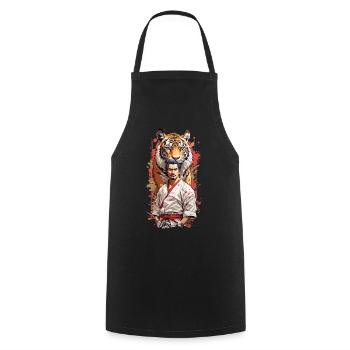 Tiger Martial Artist Retro Martial Arts Art Style - Cooking Apron - black - Front - AI Model Male 185 dark (185cm)