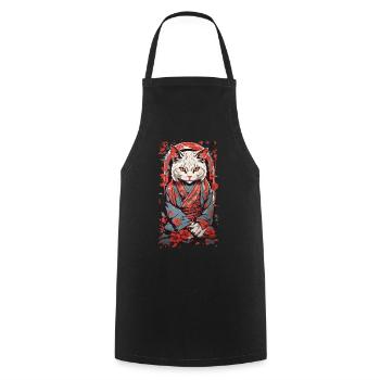 Ukiyo-e Katze Streetwear Retro Katzen Design - Kochschürze - Schwarz - Vorne - AI Model Male 185 dark (185cm)