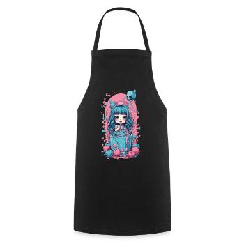 Gothique Kawaii Milkshake Anime Goth Design - Tablier de cuisine - noir - Devant - AI Model Male 185 dark (185cm)