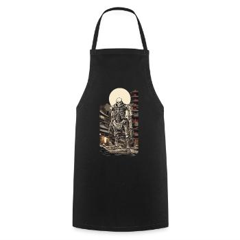 Dystopian Yokai Skeleton Ukiyo-E Manga Style - Cooking Apron - black - Front - AI Model Male 185 dark (185cm)
