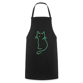 Chat rétro vintage des années 80 old school - Tablier de cuisine - noir - Devant - AI Model Male 185 dark (185cm)