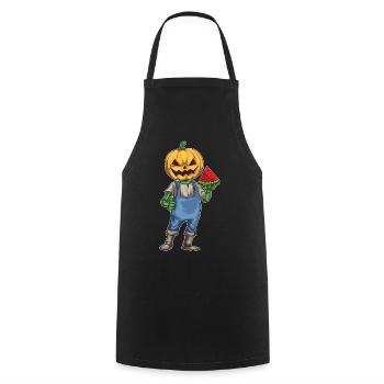 Jack O'Lantern Halloween Wassermelone - Kochschürze - Schwarz - Vorne - AI Model Male 185 dark (185cm)