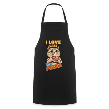 Chat J’Aime Les Chats Et La Pizza Drôle Drôle Humour - Tablier de cuisine - noir - Devant - AI Model Male 185 dark (185cm)