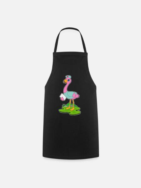 Flamingo Krankenschwester - Kochschürze - Schwarz