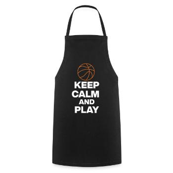 KEEP CALM AND PLAY BASKETBALL, BB GIFT FANS - Cooking Apron - black - Front - AI Model Male 185 dark (185cm)