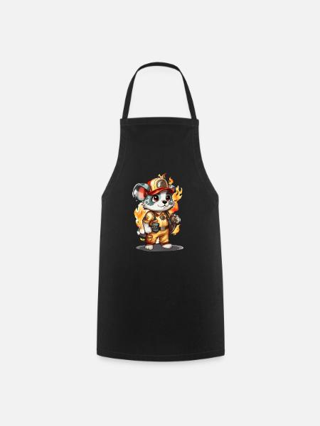 Pompier animal mignon, animaux - Tablier de cuisine - noir