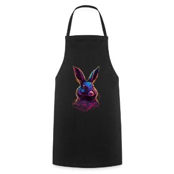 Hase Synthwave 80 s Geschenk - Kochschürze - Schwarz - Vorne - AI Model Male 185 dark (185cm)
