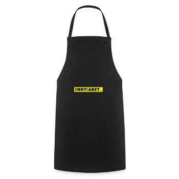 NOTARZT - Zur Not fast Arzt - Rettungsdienst - Kochschürze - Schwarz - Vorne - AI Model Male 185 dark (185cm)