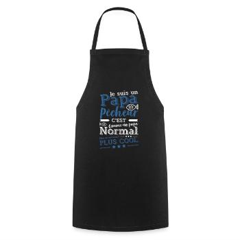 Papa pêche t-shirt humour pêche - Tablier de cuisine - noir - Devant - AI Model Male 185 dark (185cm)