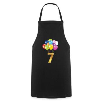 7 children birthday happy birthday - Cooking Apron - black - Front - AI Model Male 185 dark (185cm)