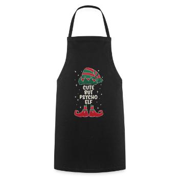 mignon mais psycho elfe partenaire cadeau de Noël - Tablier de cuisine - noir - Devant - AI Model Male 185 dark (185cm)