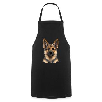 Dog Owner German Shepherd Puppy - Cooking Apron - black - Front - AI Model Male 185 dark (185cm)